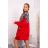 Rotes Velourskleid mit Leopardenmuster