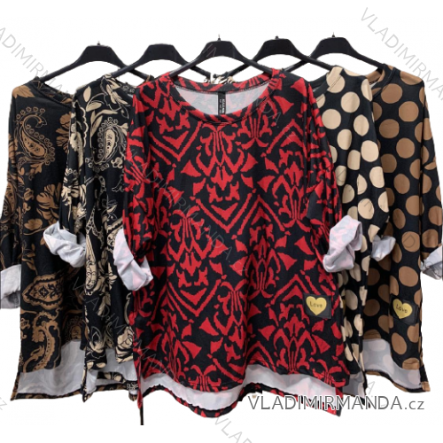 Tunika teplá dlouhý rukáv dámská nadrozměr (3XL/4XL ONE SIZE) ITALSKÁ MÓDA IMC22847
