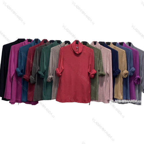 T-Shirt Tunika lange Ärmel Frau übergroß (uni xl-3xl) ITALIENISCHE Mode IMC18969