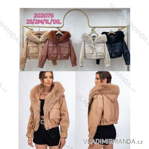 Lederjacke mit Fell Langarm Damen (S-XL) POLISH FASHION PMWB22202075