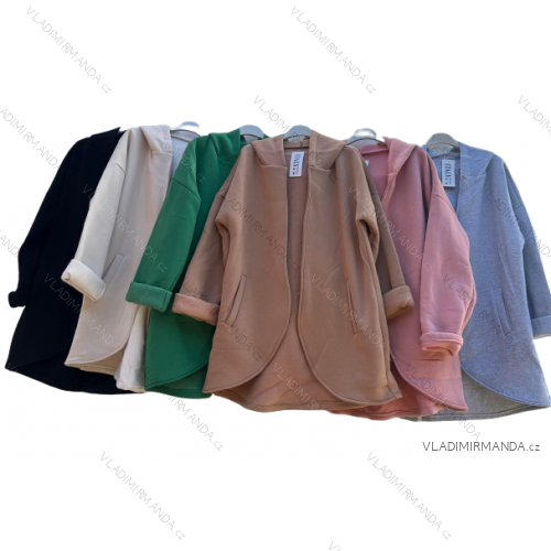 Cardigan teplý bavlněný dlouhý rukáv s kapucí dámský (S/M/L/XL ONE SIZE) ITALSKÁ MÓDA IMD22689