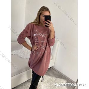 Warmes Langarmkleid aus Samt in Übergröße für Damen (L/XL/2XL, Einheitsgröße) ITALIAN FASHION IM322651
