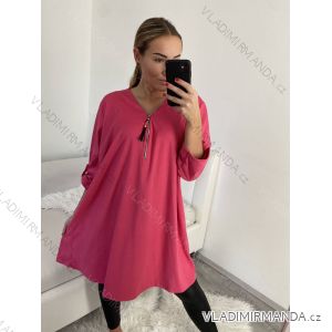 Šaty sametové se zipem dlouhý rukáv dámské nadrozměr (XL/2XL/3XL ONE SIZE) ITALSKá MóDA IM4221270