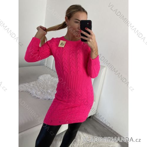 Damen Warmes Langarmkleid (L / XL ONE SIZE) ITALIAN FASHION IM421MIA