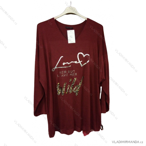 Tunika dlouhý rukáv dámská nadrozměr  (3XL/4XL ONE SIZE) ITALSKÁ MÓDA IMWQ2191806 3xl / 4xl Burgund