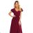310-5 LIDIA langes Kleid mit Ausschnitt und Rüschen - Burgunderfarbe
