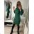 Šaty žebrované dlouhý rukáv dámské (S/M ONE SIZE) ITALSKÁ MÓDA IMWB22344 S/M grün