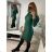 Šaty žebrované dlouhý rukáv dámské (S/M ONE SIZE) ITALSKÁ MÓDA IMWB22344 S/M grün