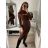 Šaty úpletové dlouhý rukáv dámské (S/M ONE SIZE) ITALSKÁ MÓDA IMWAA223333 S/M hellbraun