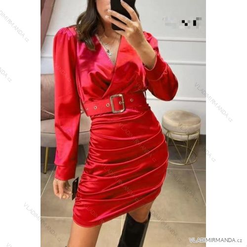 Šaty elegantní třpytivé dlouhý rukáv dámské (S/M ONE SIZE) ITALSKÁ MÓDA IMWDD223941