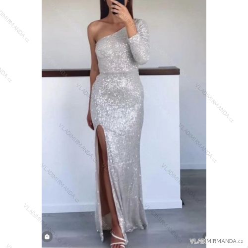 Šaty elegantní dlouhý rukáv dámské (S/M ONE SIZE) ITALSKÁ MÓDA IMM211535