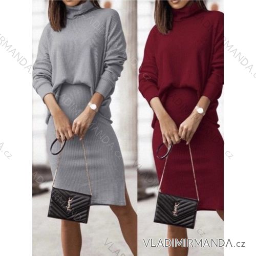 Šaty elegantní dlouhý rukáv dámské (S/M ONE SIZE) ITALSKÁ MÓDA IMWB22376