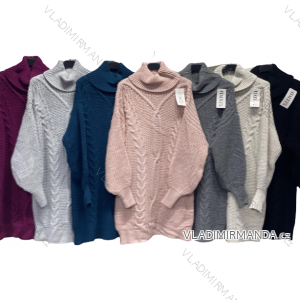 Šaty pletené svetr prodloužený rolák s páskem dámské (S/M/L ONE SIZEl) ITALSKá MóDA IMC221354IMD