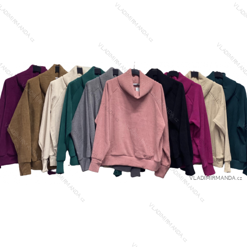 Mikina prodloužená s kapucí dlouhý rukáv dámská (S/M ONE SIZE) ITALSKÁ MÓDA IMC21714