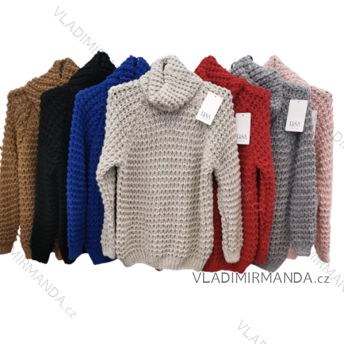 Damen-Strickpullover mit Stehkragen und langen Ärmeln (Einheitsgröße S/M) ITALIAN FASHION IMPLI228596