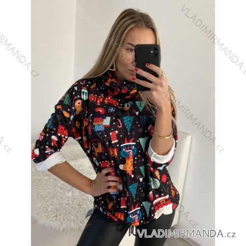 Tunika Langarm Damen (Uni XL / 2XL) ITALIAN FASHION IMB20002 M / L Schwarz
