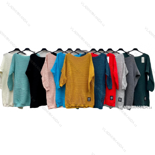 Svetr prodloužený oversize dlouhý rukáv dámský (S/M/L ONE SIZE) ITALSKÁ MÓDA IMD22776 XL/2XL Kerosin