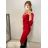 Šaty elegantní dlouhý rukáv dámské (S/M ONE SIZE) ITALSKÁ MÓDA IMWE223781 S/M rot
