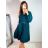 Sommerkleid Langarm geblümte Damen (UNI S / L) ITALIAN FASHION IMK20150 S/M Smaragd