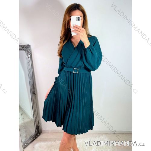 Sommerkleid Langarm geblümte Damen (UNI S / L) ITALIAN FASHION IMK20150 S/M Smaragd