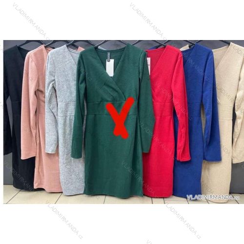 Šaty elegantní 3/4 dlouhý rukáv dámské (S/M ONE SIZE) ITALSKÁ MÓDA IMWKK223993