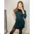 Langärmliges Damen-Strickkleid mit Rollkragen und Gürtel (S/M/L ONE SIZE) ITALIAN FASHION IMWB22371 M / L Grau