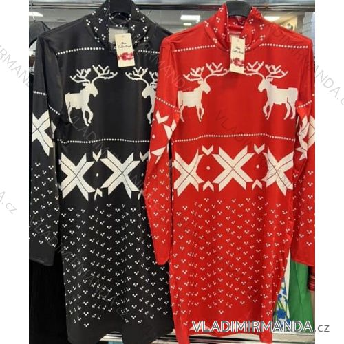 Šaty elegantní dlouhý rukáv dámské (S/M ONE SIZE) ITALSKÁ MÓDA IMWB22376