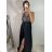 Šaty dlouhé elegantní s flitry na ramínka dámské (S/M ONE SIZE) ITALSKÁ MÓDA IMWD223775 S/M Schwarz