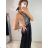 Šaty dlouhé elegantní s flitry na ramínka dámské (S/M ONE SIZE) ITALSKÁ MÓDA IMWD223775 S/M Schwarz