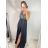 Šaty dlouhé elegantní s flitry na ramínka dámské (S/M ONE SIZE) ITALSKÁ MÓDA IMWD223775 S/M Schwarz