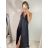 Šaty dlouhé elegantní s flitry na ramínka dámské (S/M ONE SIZE) ITALSKÁ MÓDA IMWD223775 S/M Schwarz