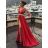 Šaty dlouhé společenské elegantní plesové dámské (S/M ONE SIZE) ITALSKÁ MÓDA IMM22Q52232 S/M rot