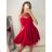 Šaty elegantní krátké bez rukávu společenské dámské (S/M ONE SIZE) ITALSKÁ MÓDA IMM22Q52233 S/M rot