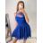 Šaty elegantní krátké bez rukávu společenské dámské (S/M ONE SIZE) ITALSKÁ MÓDA IMM22Q52233 S/M rot