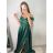 Carmen langes, trägerloses, elegantes Satin-Damenkleid (S/M ONE SIZE) ITALIAN FASHION IMPBB22B22735/DR – Limettengrün – S/M