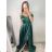 Carmen langes, trägerloses, elegantes Satin-Damenkleid (S/M ONE SIZE) ITALIAN FASHION IMPBB22B22735/DR – Limettengrün – S/M