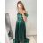 Carmen langes, trägerloses, elegantes Satin-Damenkleid (S/M ONE SIZE) ITALIAN FASHION IMPBB22B22735/DR – Limettengrün – S/M