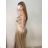 Carmen langes, trägerloses, elegantes Satin-Damenkleid (S/M ONE SIZE) ITALIAN FASHION IMPBB22B22735/DR – Limettengrün – S/M