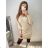 Šaty žebrované dlouhý rukáv dámské (S/M ONE SIZE) FRANCOUZSKÁ MÓDA FMWT22F52397 S/M braun