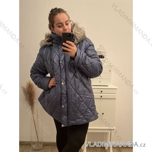 Winterjacke für Damen in großen Größen (3XL-7XL) POLISH FASHION HKW222274 54 blau