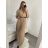 Šaty dlouhé elegantní dlouhý rukáv dámské (S/M ONE SIZE) ITALSKÁ MÓDA IMWKK223392