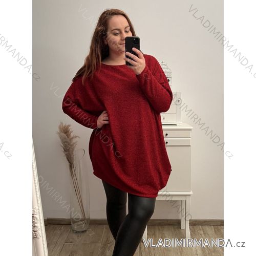 Tunika elegantní třpytivá s flitry dlouhý rukáv dámská (S/M ONE SIZE) ITALSKá MóDA IMM22EL1652