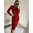 Šaty elegantní třpytivé dlouhý rukáv dámské (S/M ONE SIZE) ITALSKá MóDA IMM22hg4993 S/M rot