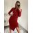 Šaty elegantní třpytivé dlouhý rukáv dámské (S/M ONE SIZE) ITALSKá MóDA IMM22hg4993 S/M rot