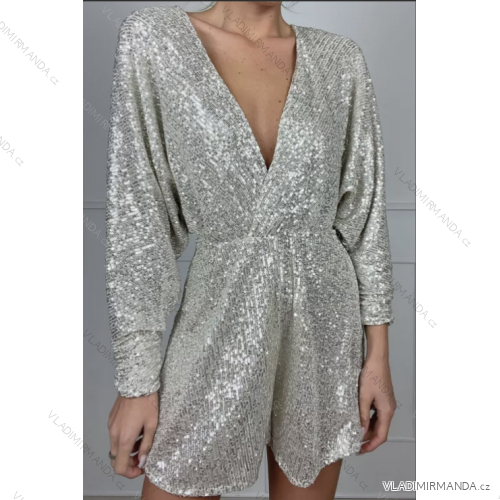 Elegantes Damenkleid mit glitzernden Pailletten und langen Ärmeln (Einheitsgröße S/M) ITALIAN FASHION IMPBB22A11292