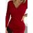 403-2 ANGELA Klassisches Kleid mit Ausschnitt und langen Ärmeln - Farbe Bordeaux