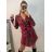 Šaty elegantní košilové dlouhý rukáv dámské (S/M ONE SIZE) ITALSKÁ MÓDA IMWKK223994 rot L
