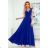 405-2 ELENA Langes Kleid mit Ausschnitt und Bändern an den Schultern - blau