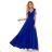 405-2 ELENA Langes Kleid mit Ausschnitt und Bändern an den Schultern - blau