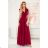 405-1 ELENA Langes Kleid mit Ausschnitt und Bändern an den Schultern - Farbe Burgund